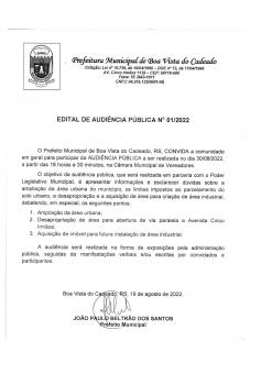 EDITAL DE AUDIÊNCIA PÚBLICA Nº01/2022